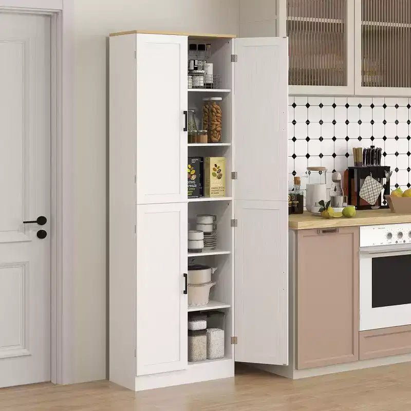 HOMCOM vrijstaande keukenkast van 67 inch, opbergkast met 4 deuren, verstelbare planken en deuren