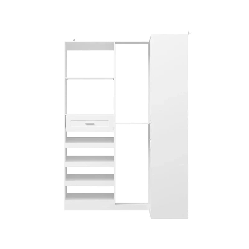 Penderie d'angle avec 2 tringles, porte-pantalons et organisateur de rangement pour chaussures