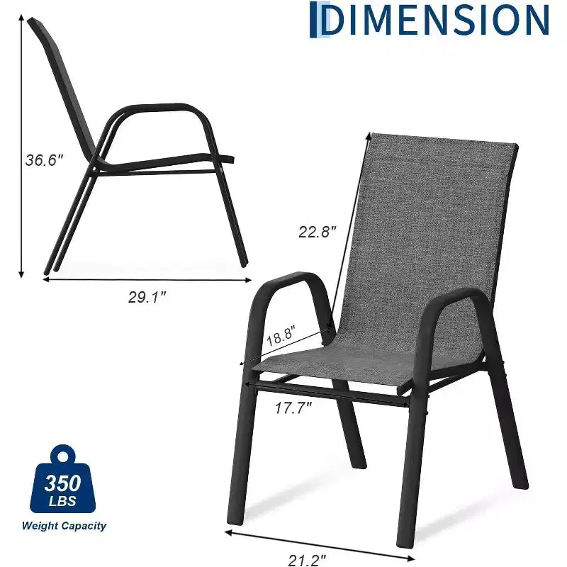Patio Chairs,Outdoor Stackable Dining Chairs Set of 4/6 All Weather Lightweight Textilene Outdoor Chair Sets with Armrests for Backyard,Pool Deck