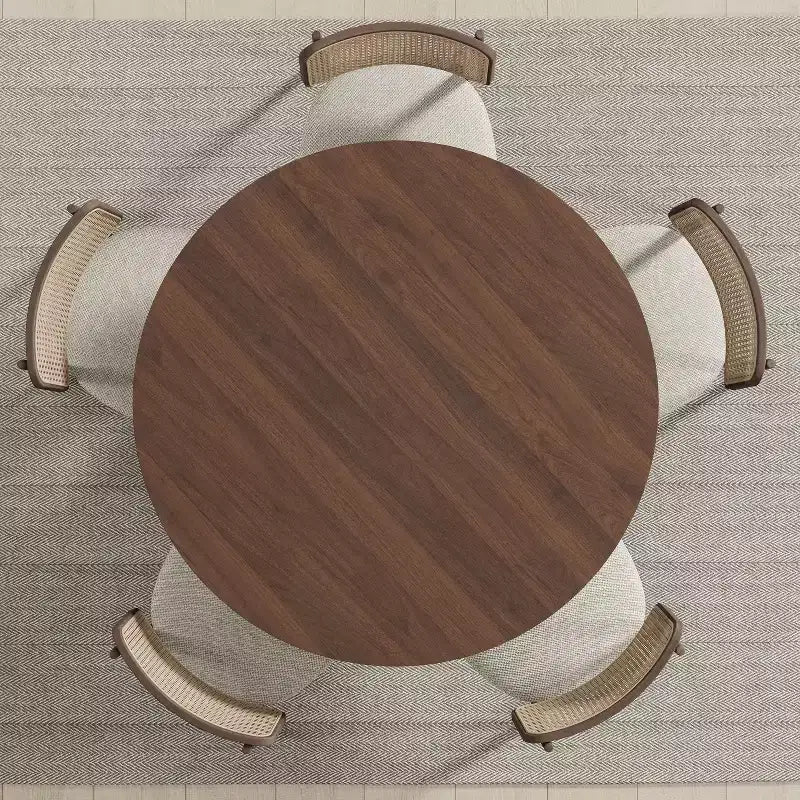 PexFix runder Esstisch aus Massivholz, 45 x 45, mit Walnuss-Finish und eleganten Bogenbeinen für moderne Esszimmer und Küchen