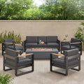 Giovanna Outdoor-Aluminium-Sitzgruppe für 7 Personen mit Feuerstelle von Christopher Knight Home