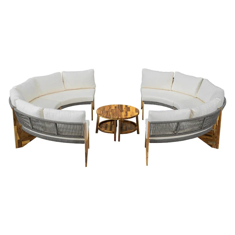 Ensemble de salon extérieur pour 6 personnes avec coussins et 1 table basse