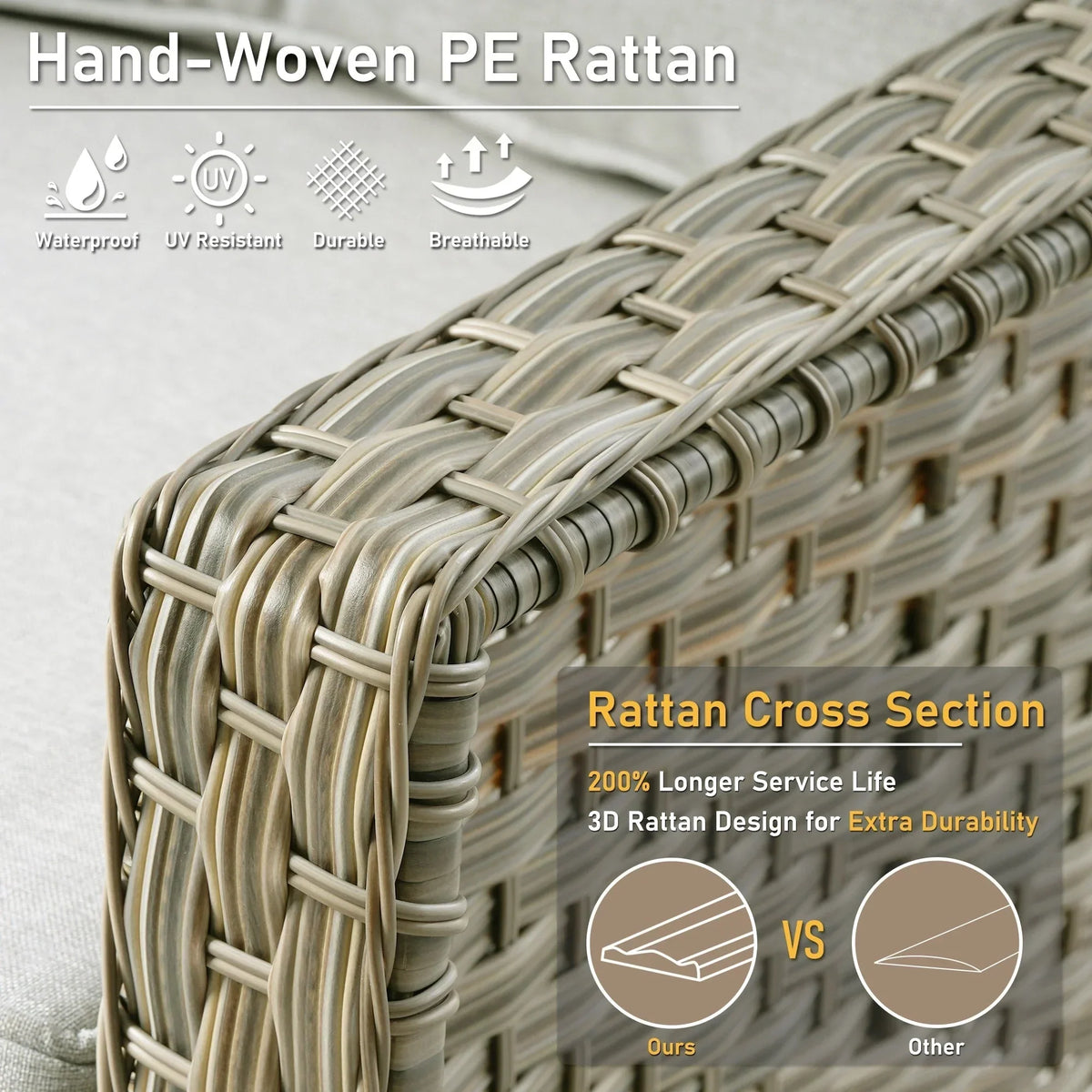 HOOOWOOO 2-delige tuinset met stoelen met hoge rugleuning van vlechtwerk en rotan