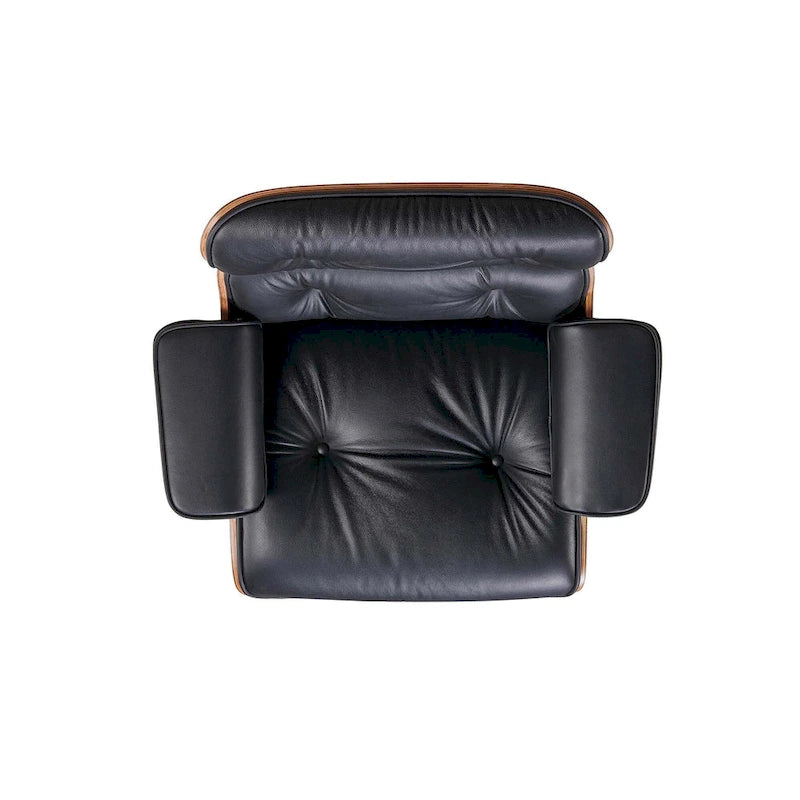 Fauteuil inclinable de salon moderne en cuir, style milieu du siècle