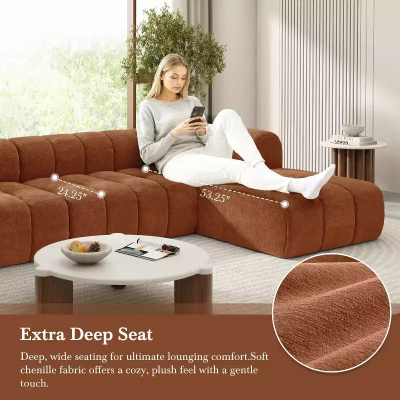 Christopher Knight Home Keri 122 Modern L-Shaped High-Density Foam Sectional Sofa with Low Backrest