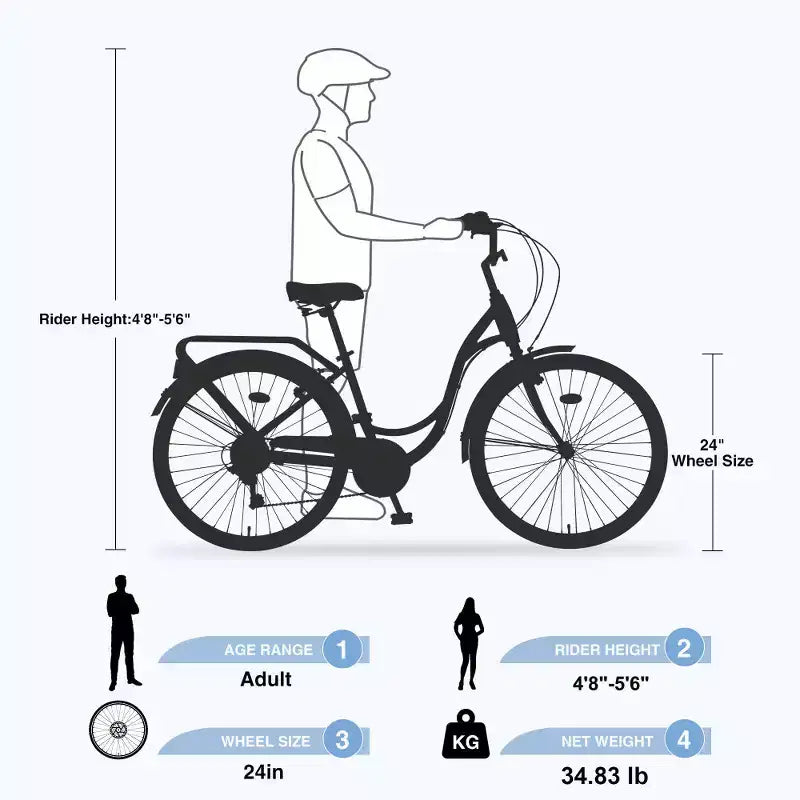 Zeus & Ruta 24-Inch Ladies' Bicycle with 7-Speed and Steel Frame
