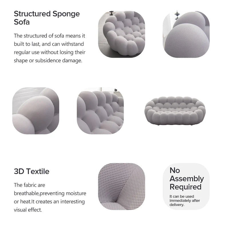 Divano relax curvo a bolle per 2 persone, a forma di nido d'ape, con tessuto 3D, per soggiorno, salotto o appartamento