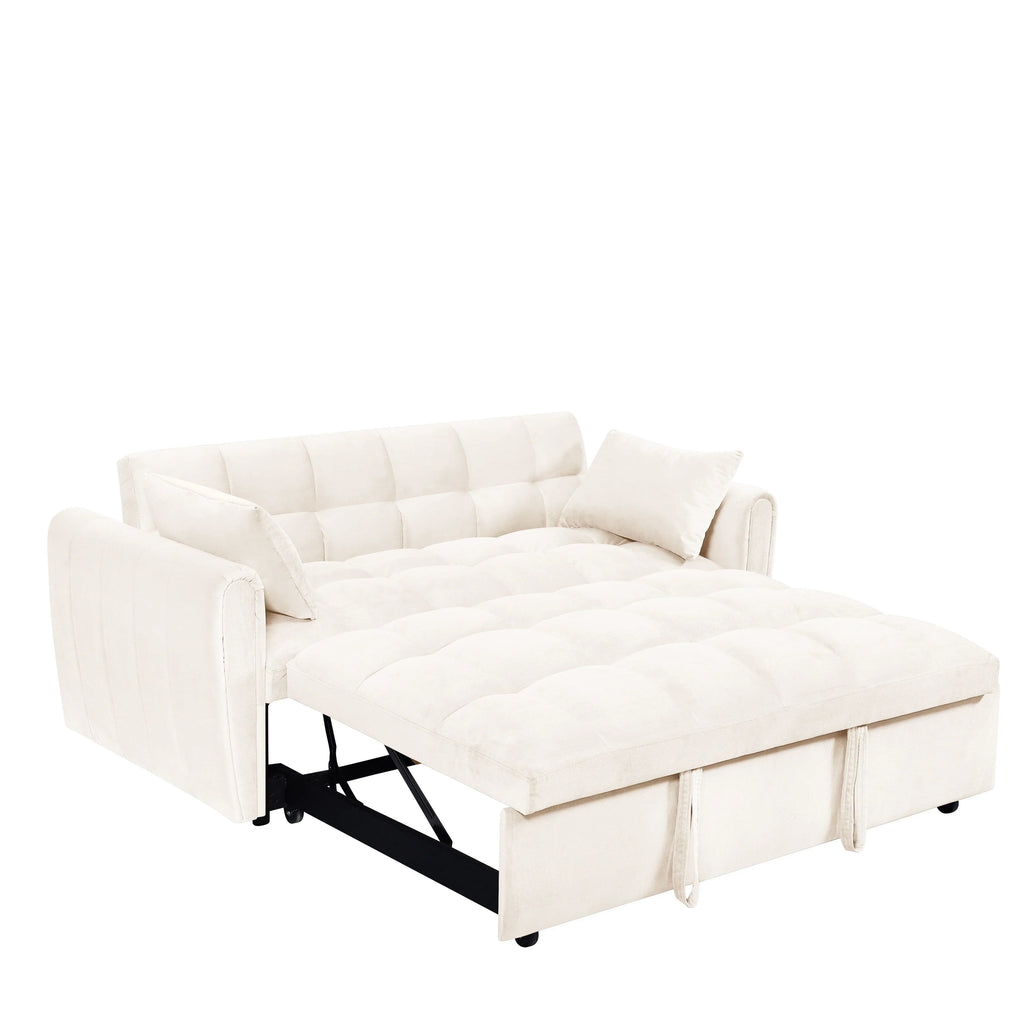 Fluwelen slaapbank van 64,96 inch, 3-in-1, met verstelbare rugleuning, opbergvak en draagvermogen van 500 lb