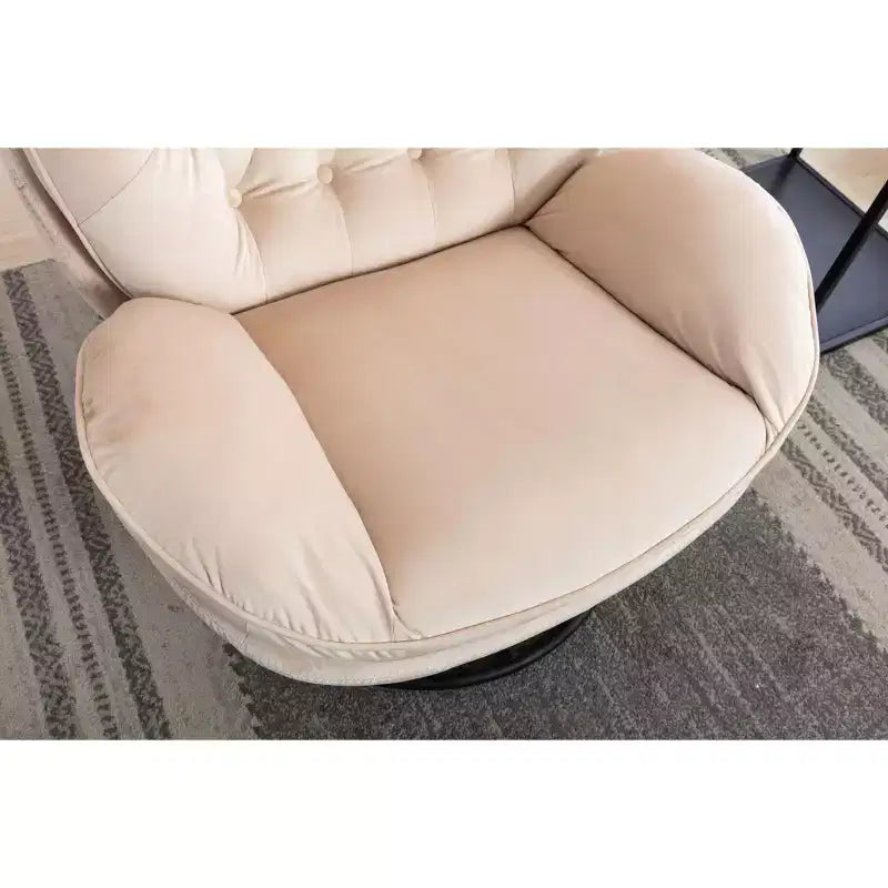 Okak Samt-Sessel mit Hocker, moderner armloser Wohnzimmersessel im Mid-Century-Stil, weicher und bequemer Sessel zum Fernsehen und Spielen