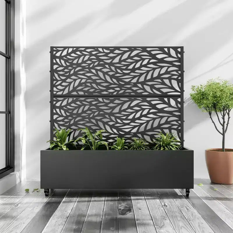 MAYEERTY Kafesli Saksı Kutusu, Demir, Siyah, Panjurlu Klasik Helen Street 01 Kombine Stil, 72x47x16 inç, 3 Parçalı Set
