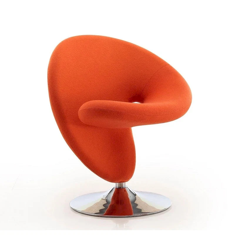 Poltrona girevole d'accento Manhattan Comfort Curl in misto lana e cromo (set da 2)