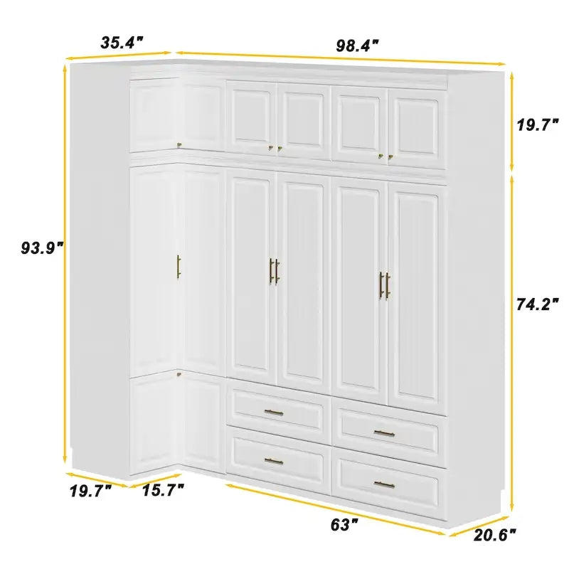 93.9H/74.2H Armoires Wardrobe Closet Cabinet Hanging Drawers Storage