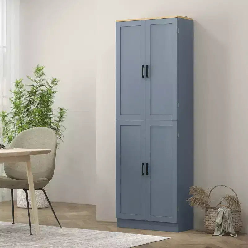 HOMCOM vrijstaande keukenkast van 67 inch, opbergkast met 4 deuren, verstelbare planken en deuren