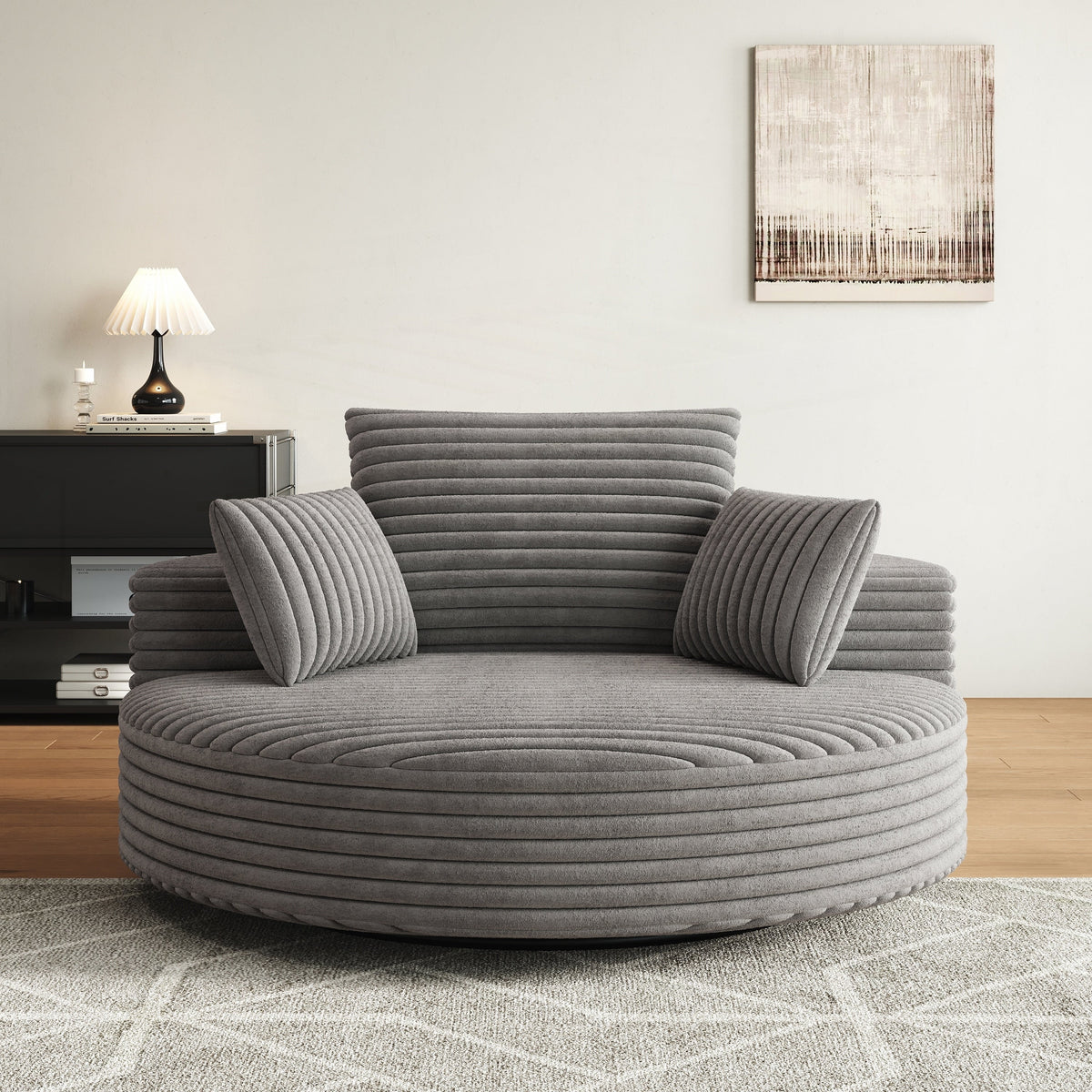 Silla individual giratoria de espuma y chenilla de pana