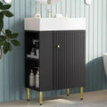 Meuble-lavabo de salle de bains blanc de 21,6, ensemble meuble, meuble de rangement de salle de bains, lavabo simple en céramique, rangement à gauche