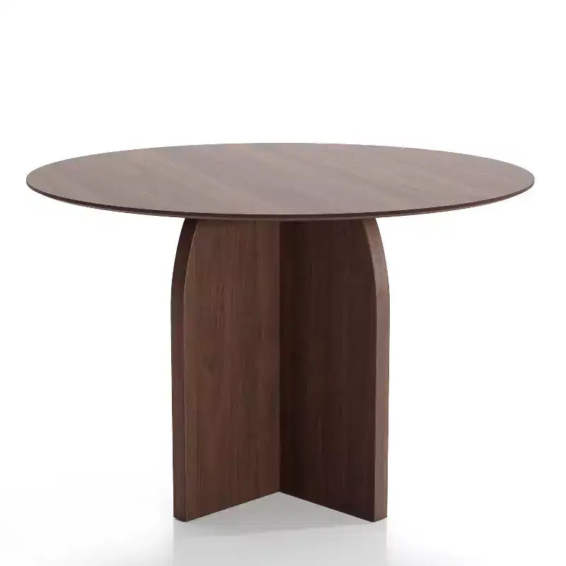 PexFix runder Esstisch aus Massivholz, 45 x 45, mit Walnuss-Finish und eleganten Bogenbeinen für moderne Esszimmer und Küchen