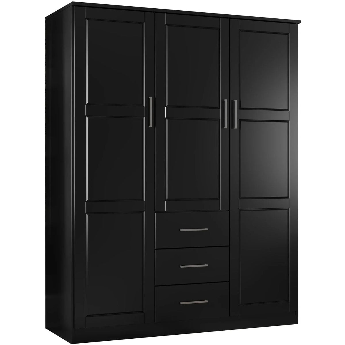 Palace Imports Cosmo 3-türiger Kleiderschrank aus 100 % Massivholz mit Türen aus Massivholz oder Spiegelglas