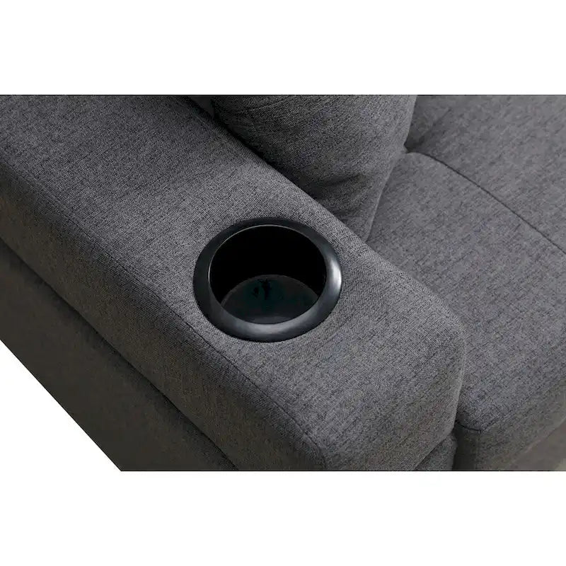 Modulaire hoekbank voor de woonkamer met L-vormige chaise longue en bekerhouder