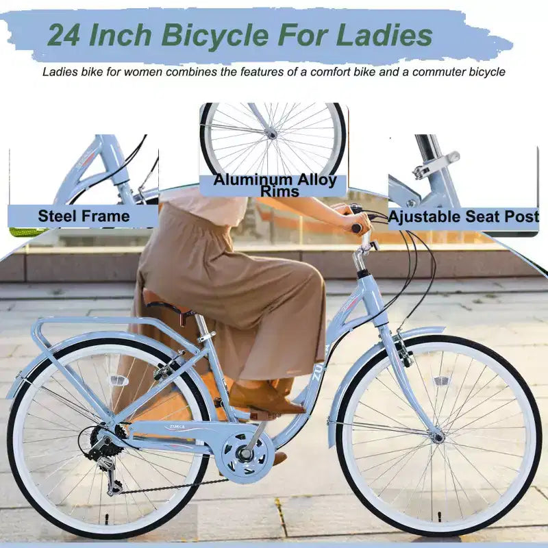 Zeus & Ruta 24-Inch Ladies' Bicycle with 7-Speed and Steel Frame
