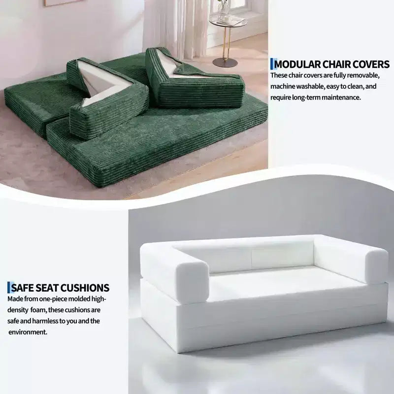 Sofá cama convertible 5 en 1 de 80,7, de pana, soporta 1200 lb, sin ensamblaje