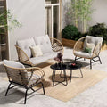 GRANDPATIO 5-teiliges Korbmöbelset für draußen mit Zweisitzer-Sofa
