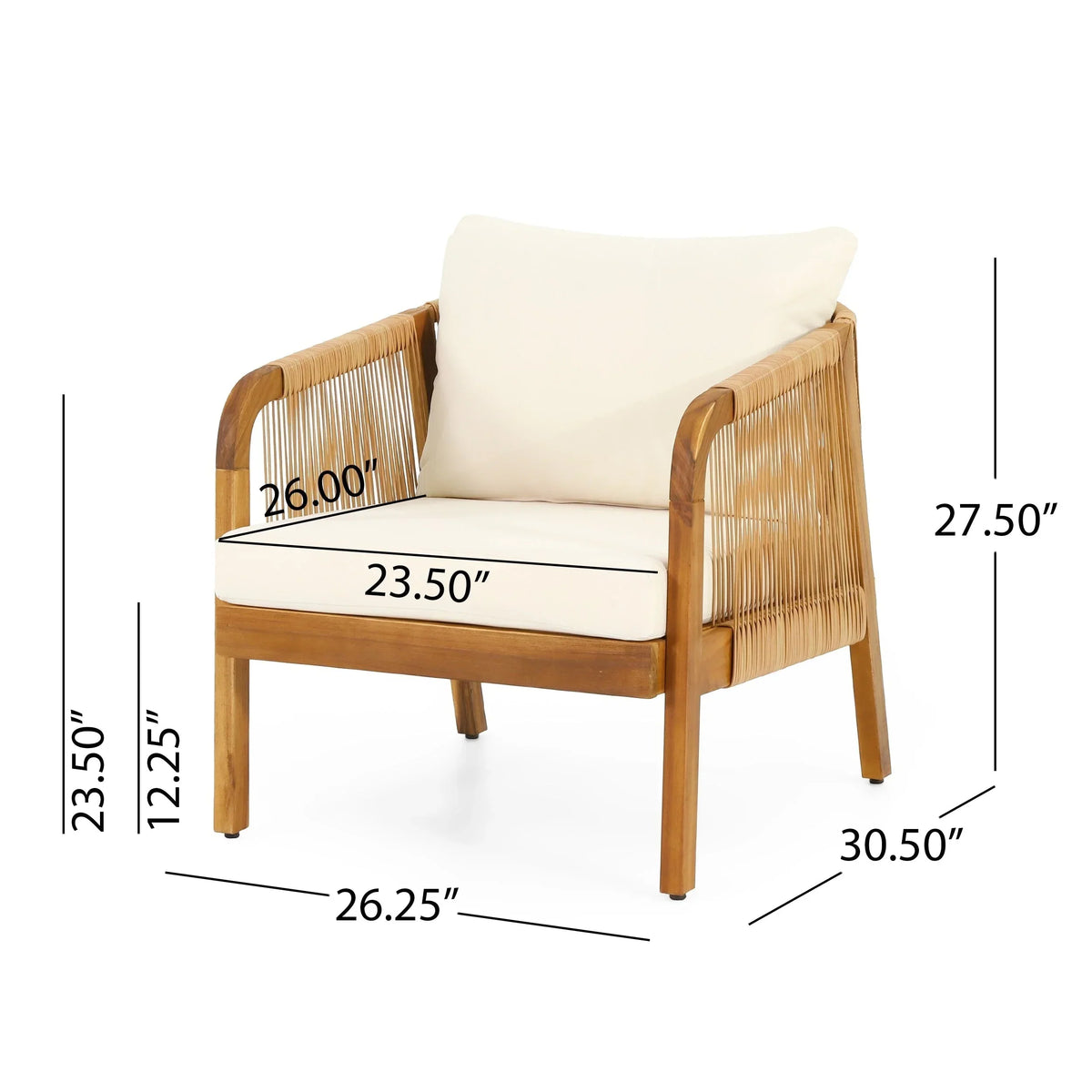 Zestaw ogrodowych foteli klubowych Jabe z drewna akacjowego i plecionki marki Christopher Knight Home