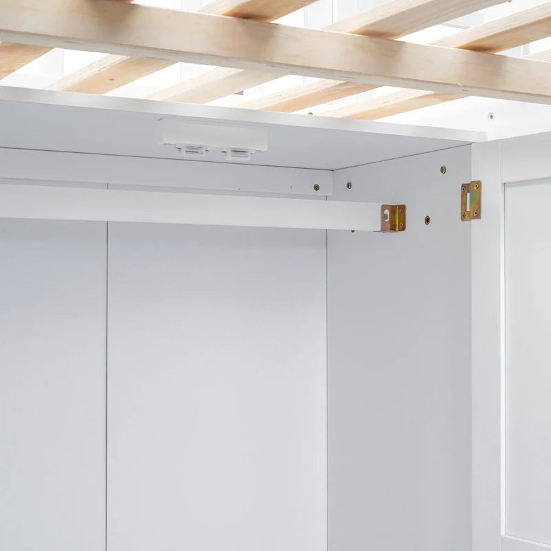 Full Pine Loft Bed with Desk and Storage