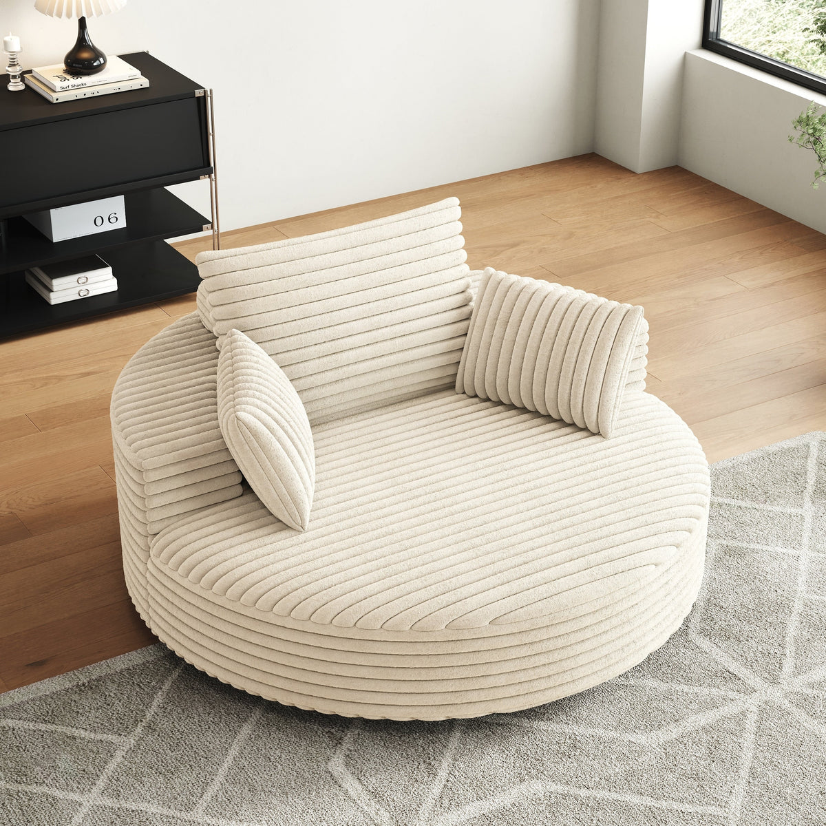 Einzelner Drehstuhl aus Cord-Chenille-Schaumstoff