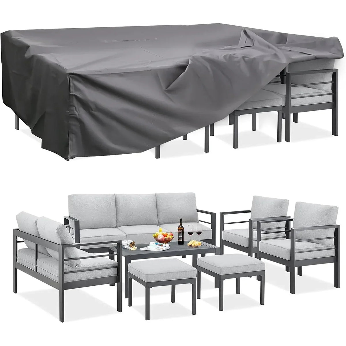 AECOJOY conjunto de muebles de aluminio para patio de 7 piezas, conjunto de exterior para conversar