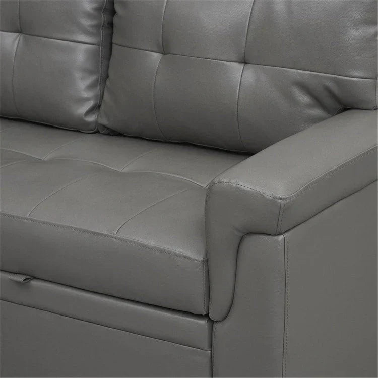 Divano componibile reversibile trasformabile con letto estraibile, chaise longue con contenitore nascosto e gambe resistenti