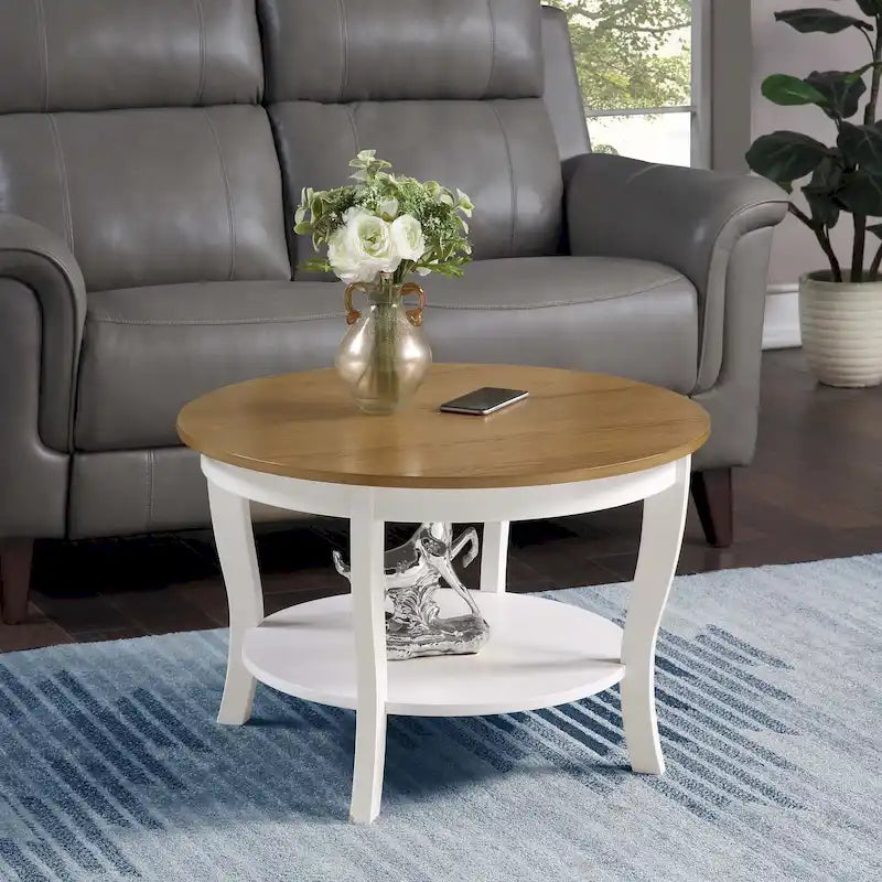Convenience Concepts American Heritage Round Coffee Table with Shelf