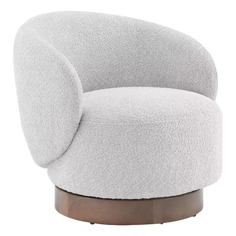 Poltrona barrel girevole imbottita d'accento Spruce&Spring con base in legno
