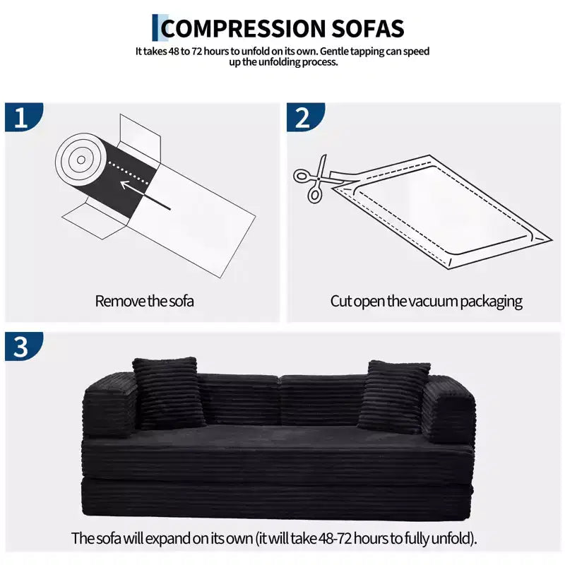 Sofá cama convertible 5 en 1 de 80,7, de pana, soporta 1200 lb, sin ensamblaje