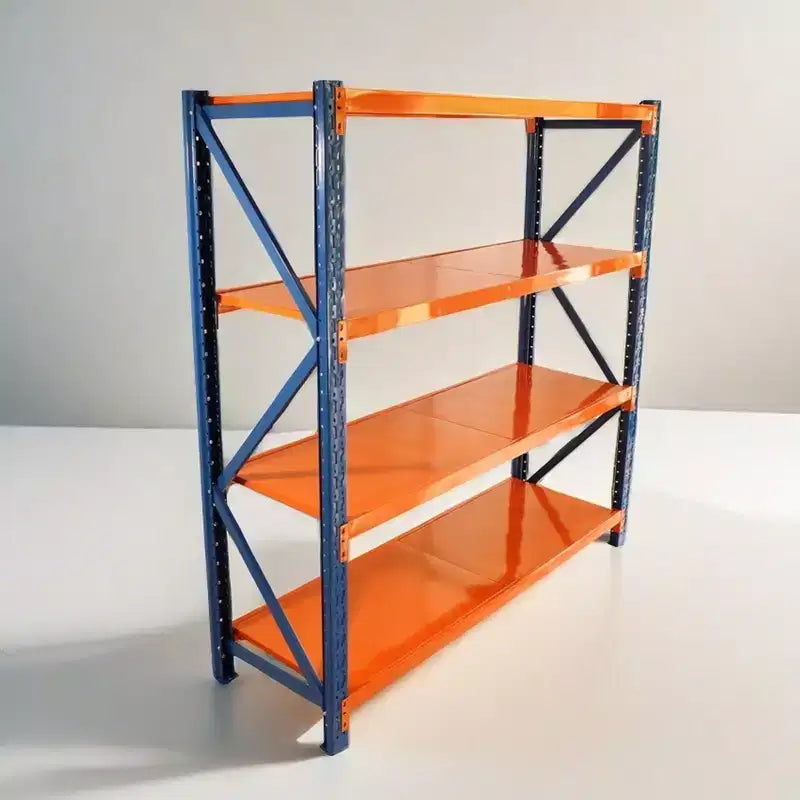 VIYET Heavy Duty Garage Shelves, 4-Tier 4400LBS Capacity Adjustable Metal Shelving, Blue&Orange Industrial Storage for Commercial Store/Tools/Gym