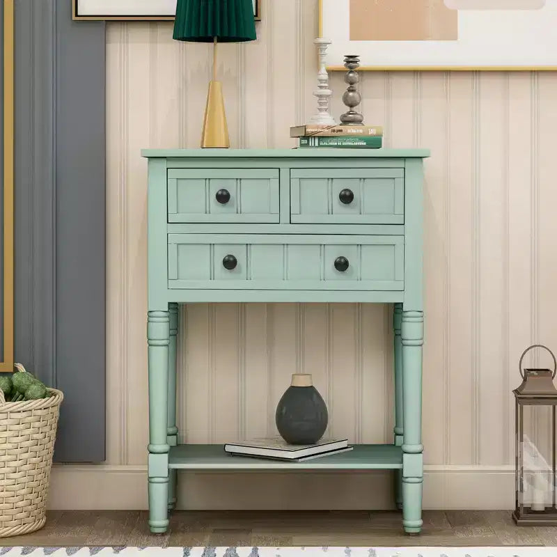 23.7in Narrow Console Table with 3 Drawers and Shelf, Sofa Table for Small Space Entryway or Living Room