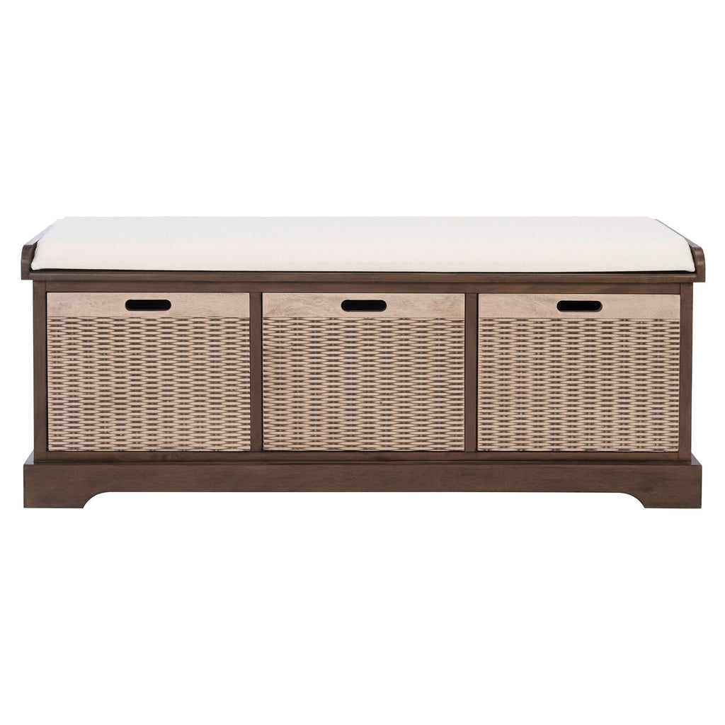 Banco de almacenamiento SAFAVIEH Fiorello con 3 cajones y cojín - 47.3 W x 15 L x 19 H - 47Wx15Dx19H