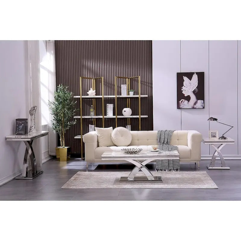 Table basse moderne rectangulaire de 48 po avec piètement en X, tables basses à piédestal pour salon