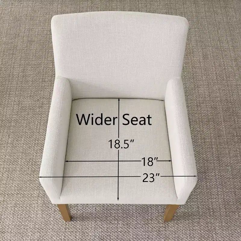 Set of 6 Upholstered Dining Chairs with Arms, Modern Linen Armchairs with Wooden Legs, Accent Chairs for Dining Room, Living Room - Panipeachy