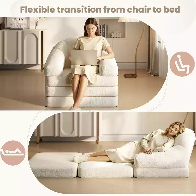 Yaheetech 2-in-1-Klappsofabett, klappbarer Sessel als Bett für Wohnzimmer und Schlafzimmer