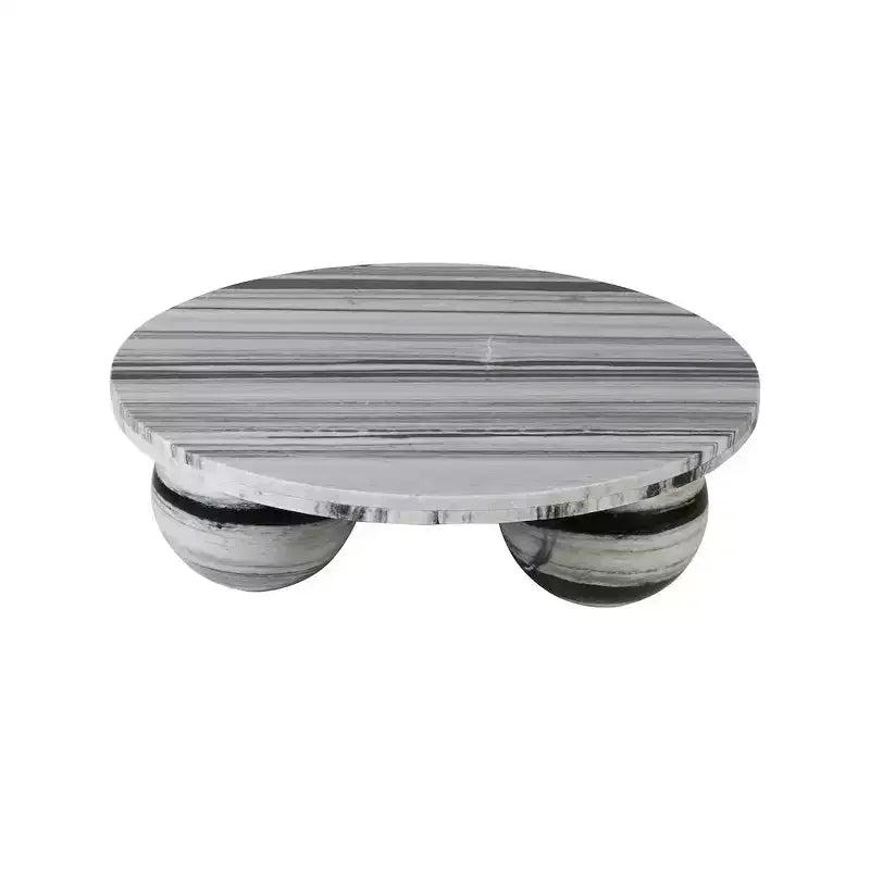 Mesa de centro redonda de mármol con patas esféricas, multicolor, para 4 personas
