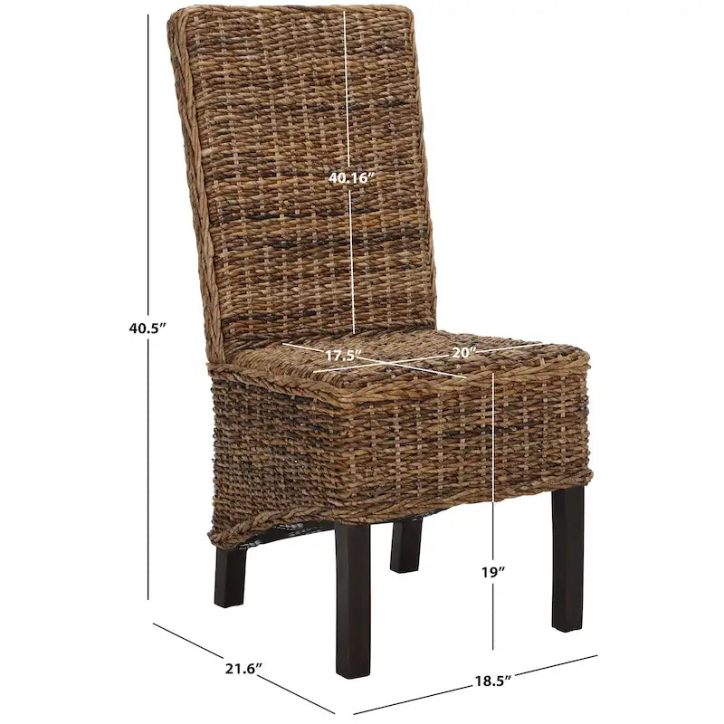 Set di 2 sedie da pranzo in vimini naturale, 19 L x 22 P x 41 H, stile boho costiero
