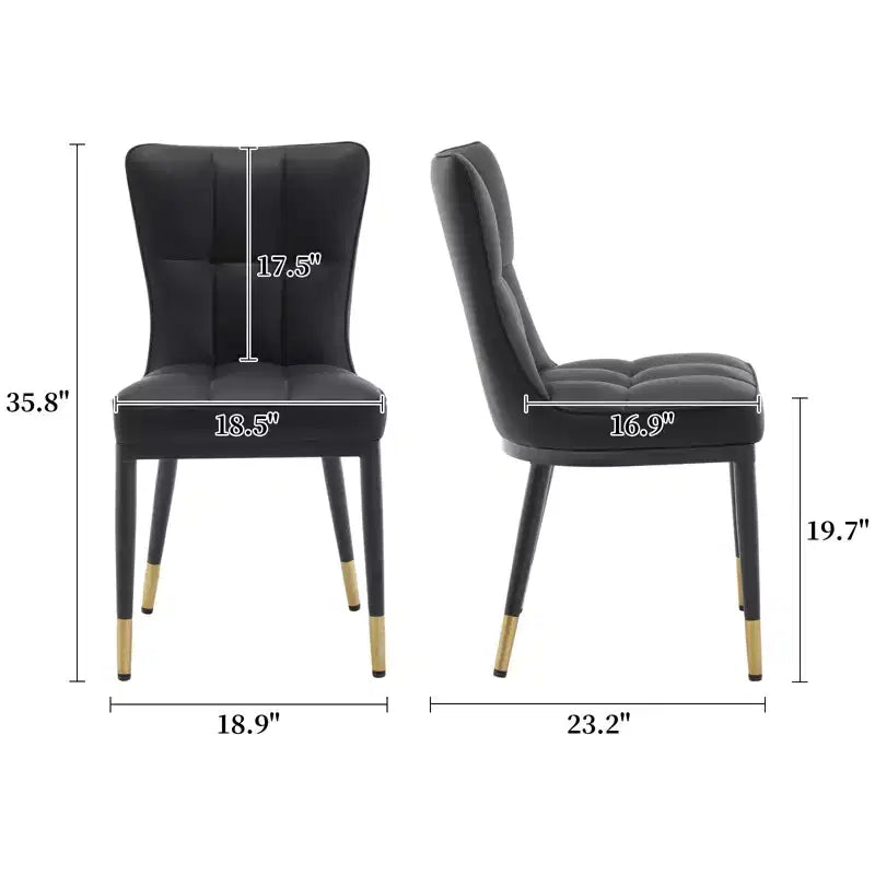 Bekrvio Dining Room Chairs Set of 6, Modern Upholstered Faux Leather Seat with High Back, Metal Legs, Armless Kitchen Chairs for Living Dinning Room