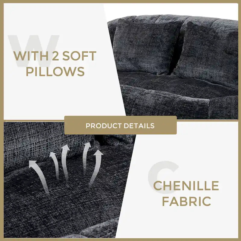 GDFStudio - Laurel chenille 2-zits luie bank met schuim met hoge dichtheid en extra veel comfort