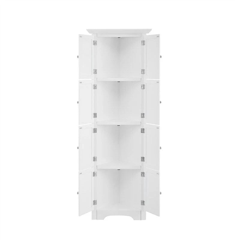 Tall Corner Storage Cabinet with 8 Doors and 4 Shelves