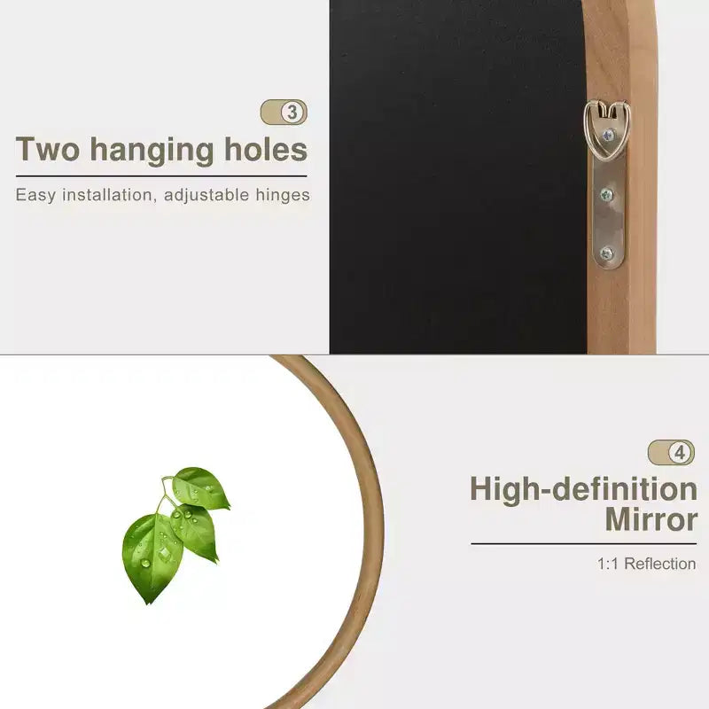 37 in. W x 71 in. H Classic Carved Arch Wood Frame with Rattan Bottom Wall Mirror in Brown