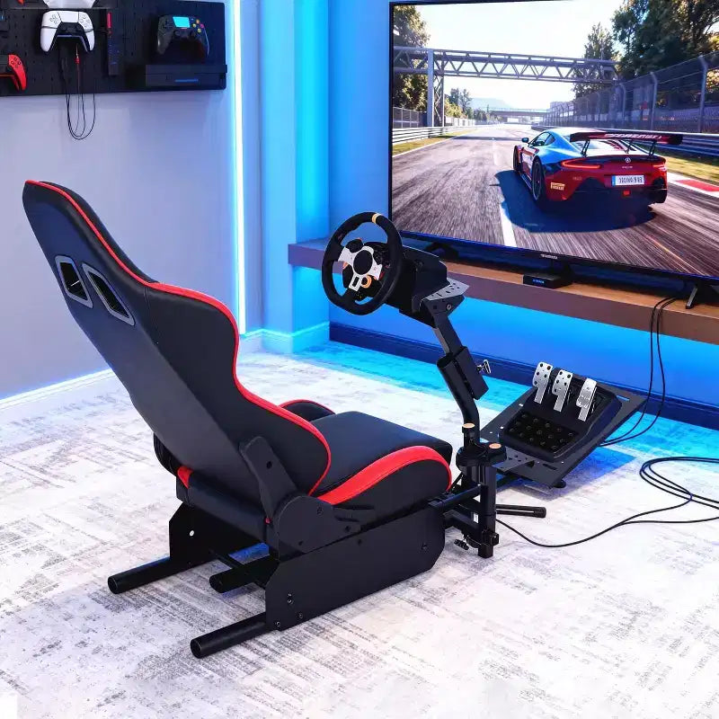 Katlanabilir Yarış Simülatörü Kokpiti, G29/G920/G923 için Ayarlanabilir Direksiyon Standı, Thrustmaster, Fanatec, Hori, Mad Catz ile Uyumlu, Ayarlanabilir Pedal Açısı