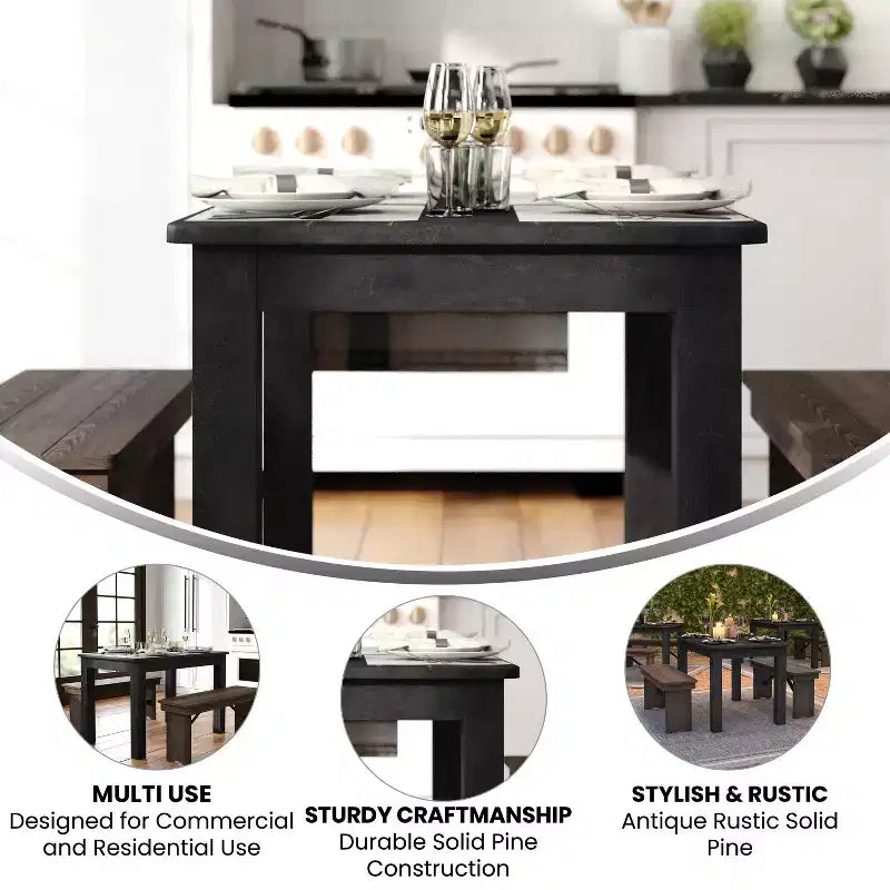 Flash Furniture 46 x 30 Rectangular Solid Pine Farm Dining Table