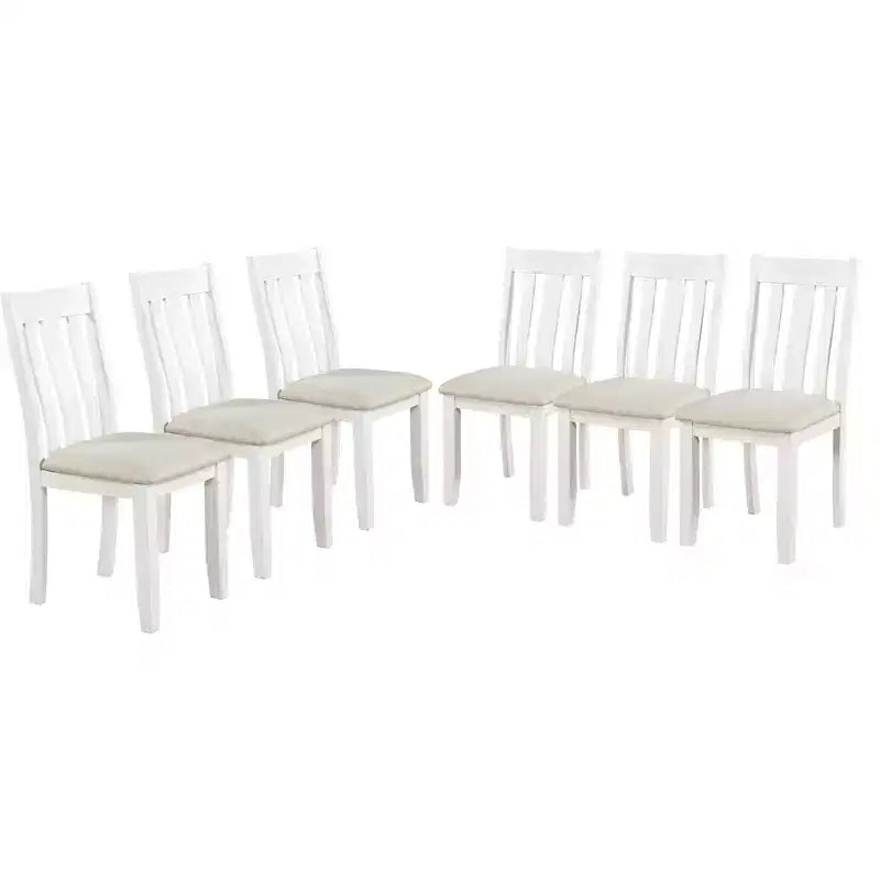 Farmhouse Extendable Dining Table Set for 6, Rectangular Table and 6 Upholstered Chairs