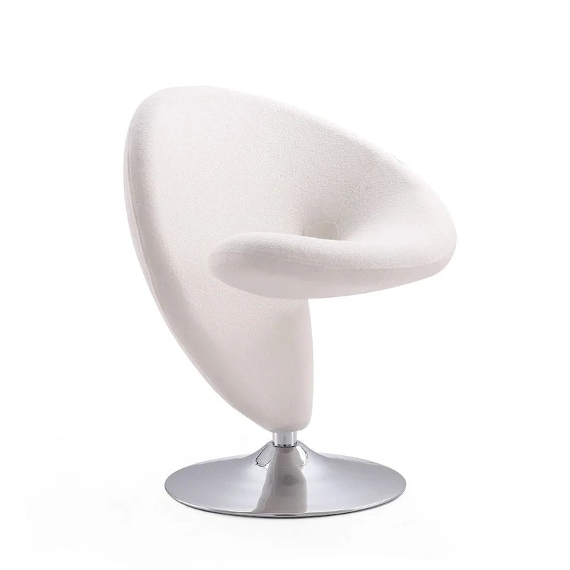 Poltrona girevole d'accento Manhattan Comfort Curl in misto lana e cromo (set da 2)