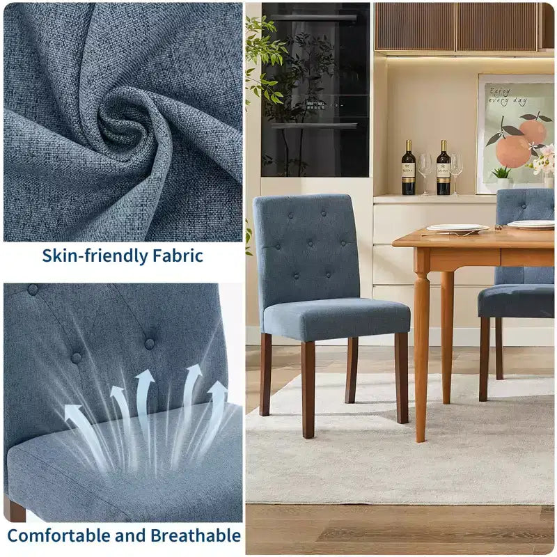 Juego de 6/4 sillas de comedor Parsons con capitonado de botones, sillas de cocina de tela tapizada con patas de madera y asientos acolchados, muebles para salón y cocina
